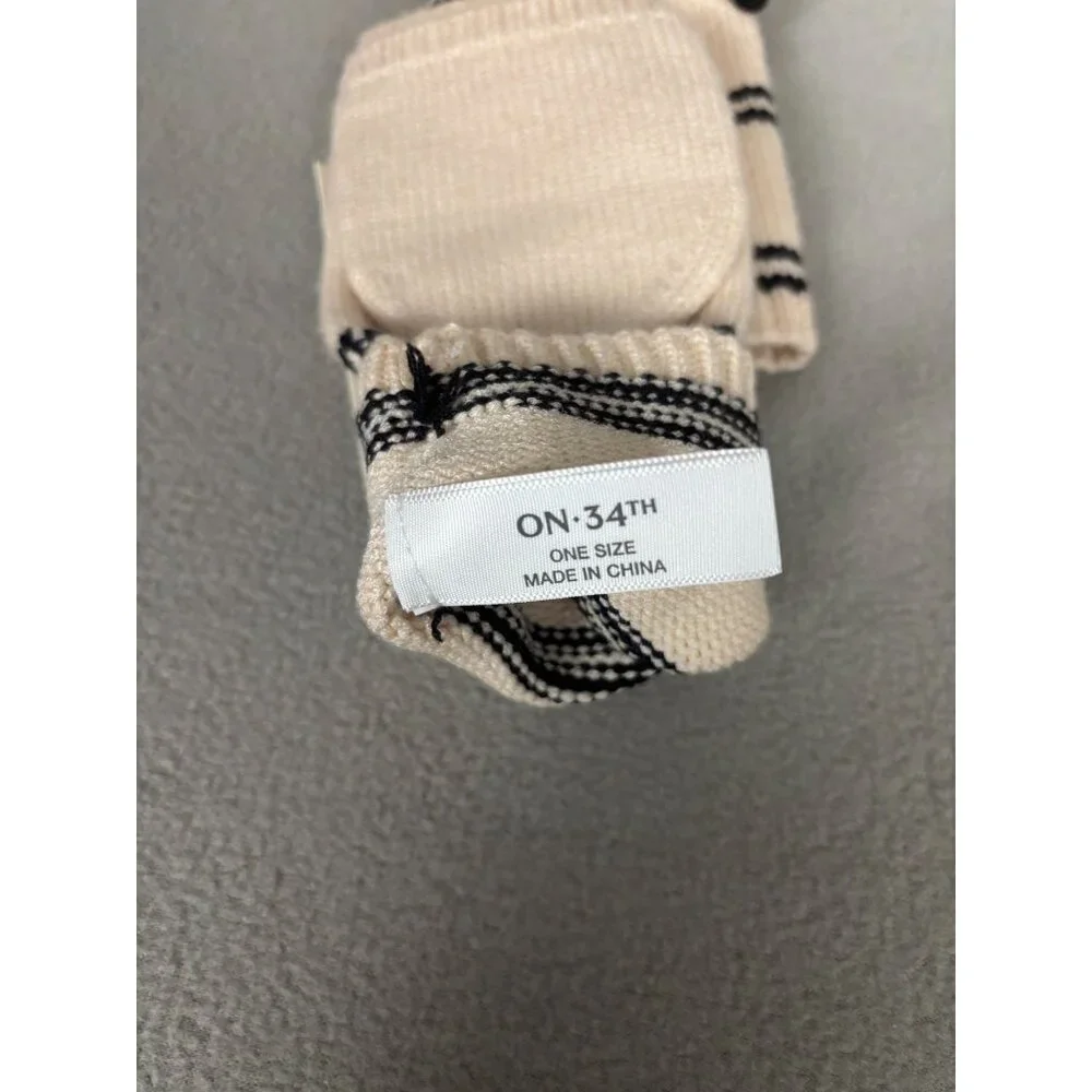 On 34th Womens Convertible Knit Striped Mittens Gloves Multicolor One Size NWT's